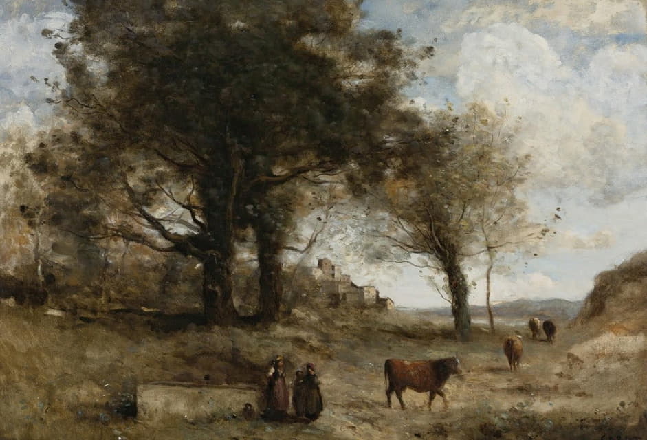 Jean-Baptiste-Camille Corot - Les Vachères À La Fontaine