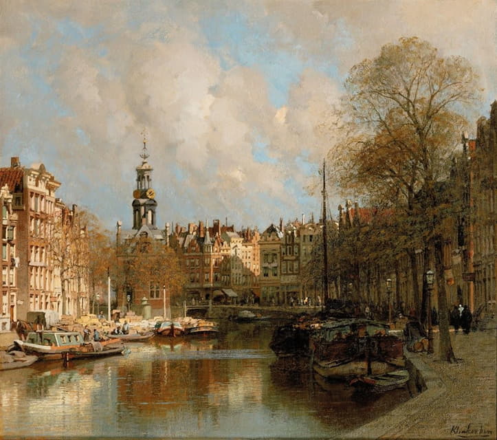 Johannes Christiaan Karel Klinkenberg - View of the Singel and the Bloemmarkt near the Munt, Amsterdam