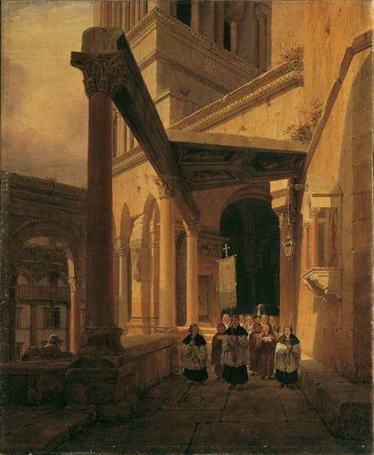 Leopold Ernst - Ansicht eines Säulenganges im Tempel der Diana zu Spalato