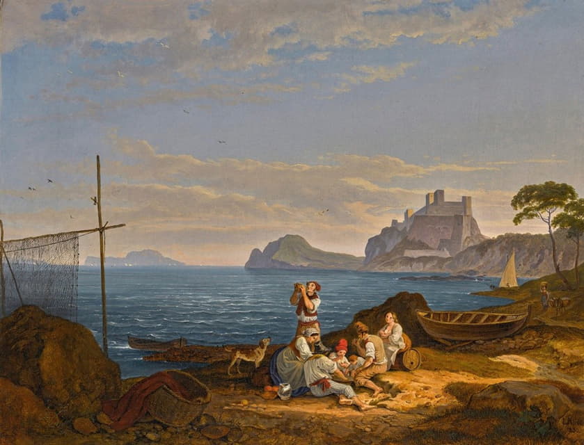 Adrian Ludwig Richter - The Bay Of Naples, Capri Beyond