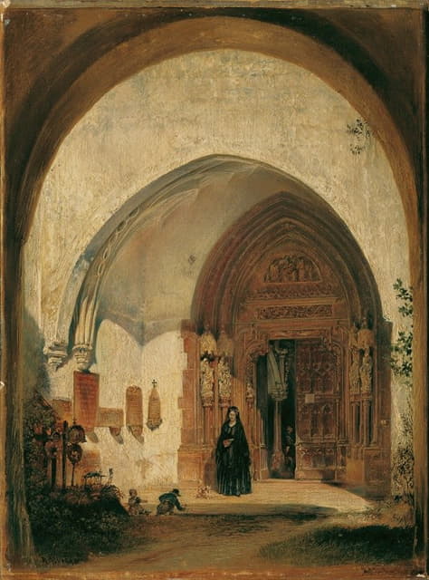 Rudolf von Alt - Das Portal der Stiftskirche Nonnberg in Salzburg