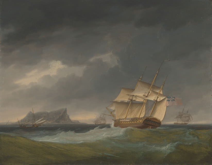 Thomas Whitcombe - Running into stormy weather off Gibraltar