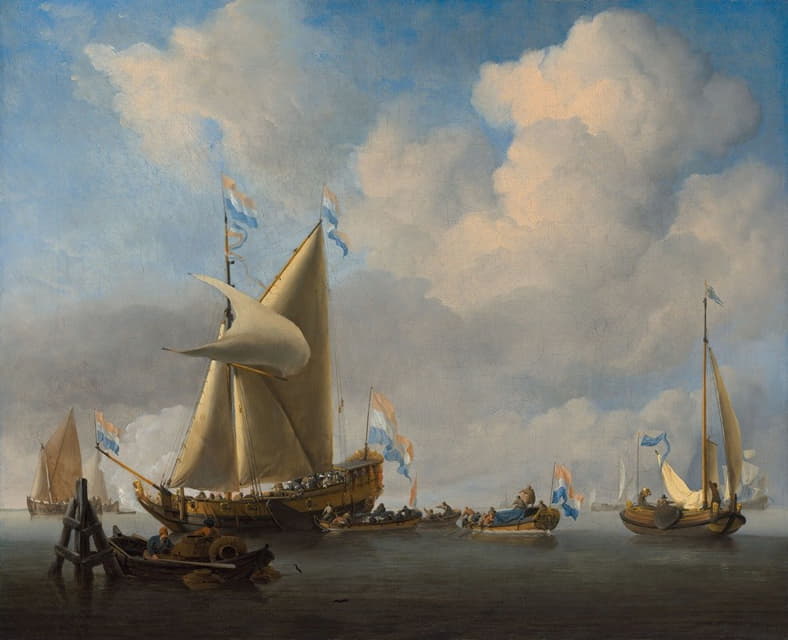 Willem van de Velde the Younger - A calm with a States Yacht firing a salute