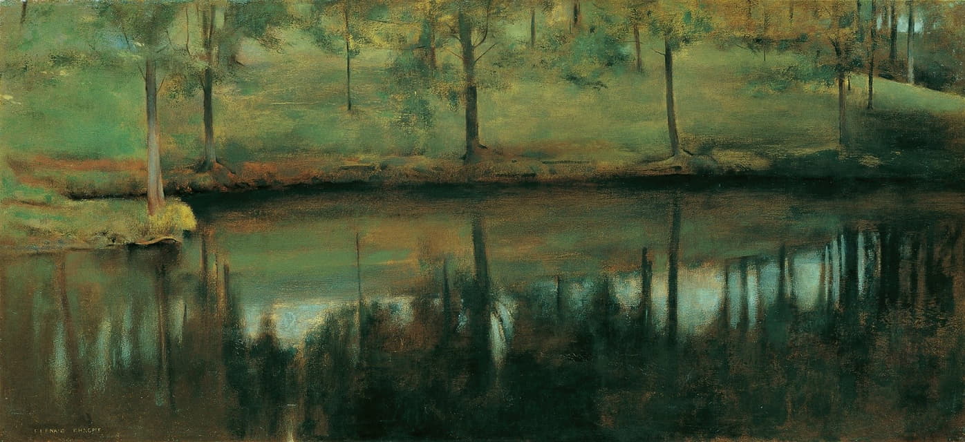 Fernand Khnopff - Unbewegtes Wasser Der Teich von Menil