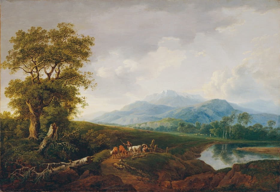 Franz Scheyerer - Landschaft mit Schneeberg