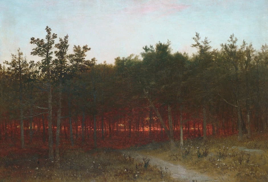John Frederick Kensett - Twilight in the Cedars at Darien, Connecticut