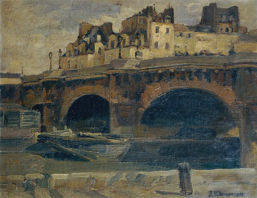 Julius Ullmann - Pariser Landschaft mit Pont Neuf