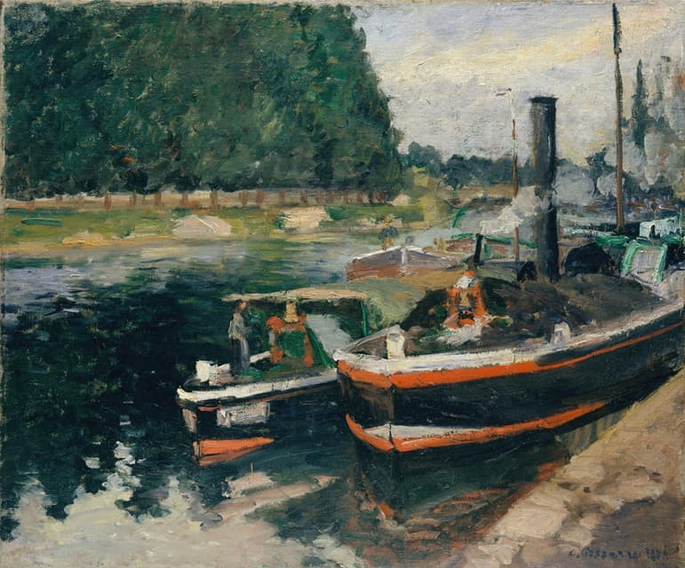 Camille Pissarro - Barges at Pontoise