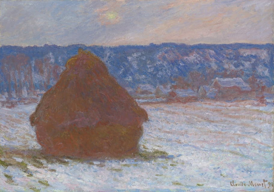 Claude Monet - Stack of Wheat (Snow Effect, Overcast Day)