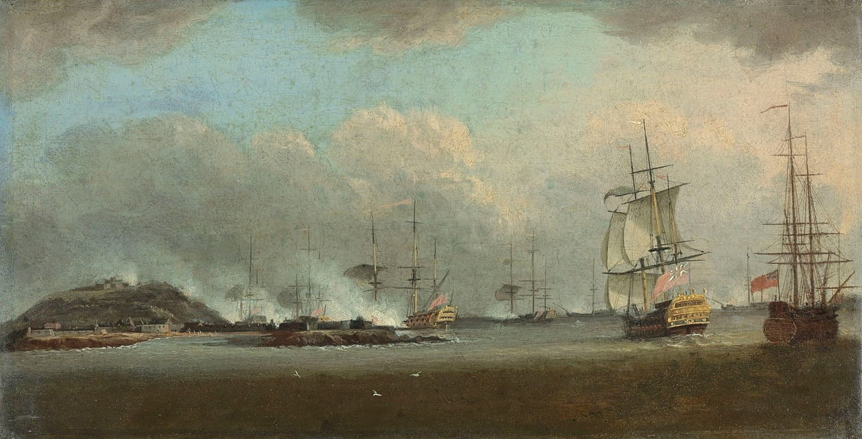 Dominic Serres - The attack on the island of Gorée, off the coast of Senegal, on 29 December 1758 under the command of Commodore The Honourable Augustus Keppel