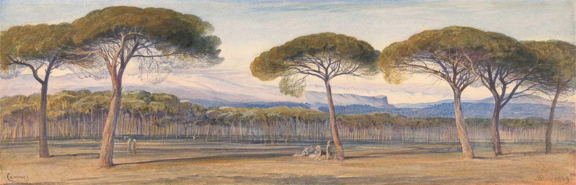 Edward Lear - A View of the Pine Woods Above Cannes