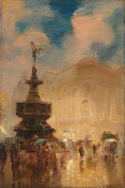 George Hyde Pownall - April Weather, Piccadilly Circus