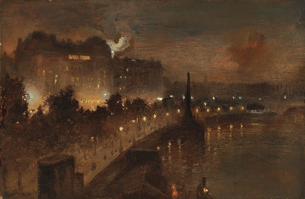 George Hyde Pownall - Victoria Embankment from Hungerford Bridge