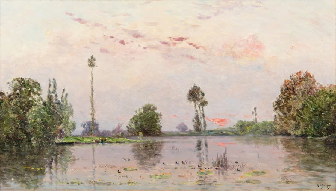 Hippolyte Camille Delpy - The Pond At Dusk