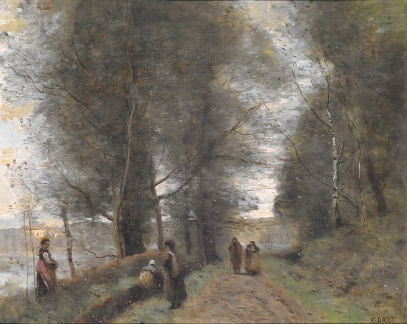 Jean-Baptiste-Camille Corot - Ville d’Avray, Woodland Path Bordering the Pond