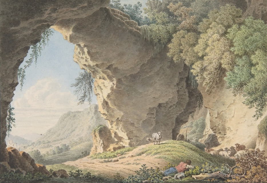 Philip Heinrich Dunker - Rocky Landscape with Sleeping Shepherd