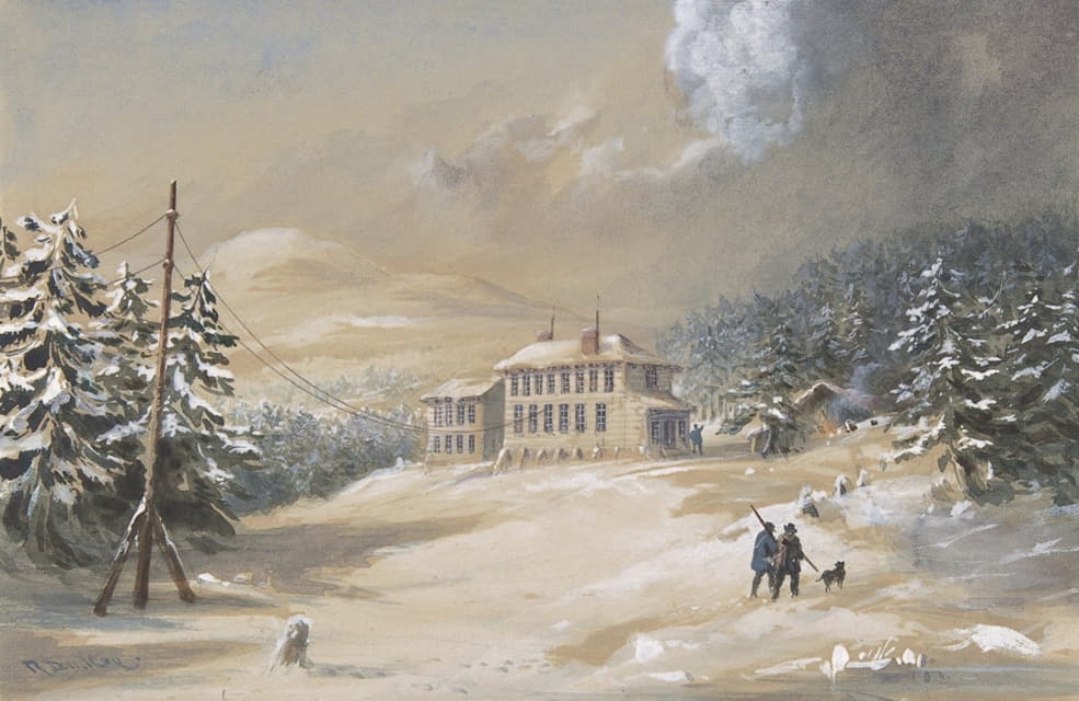 纽芬兰三一湾，1857-1858年电报大厦的外部视图