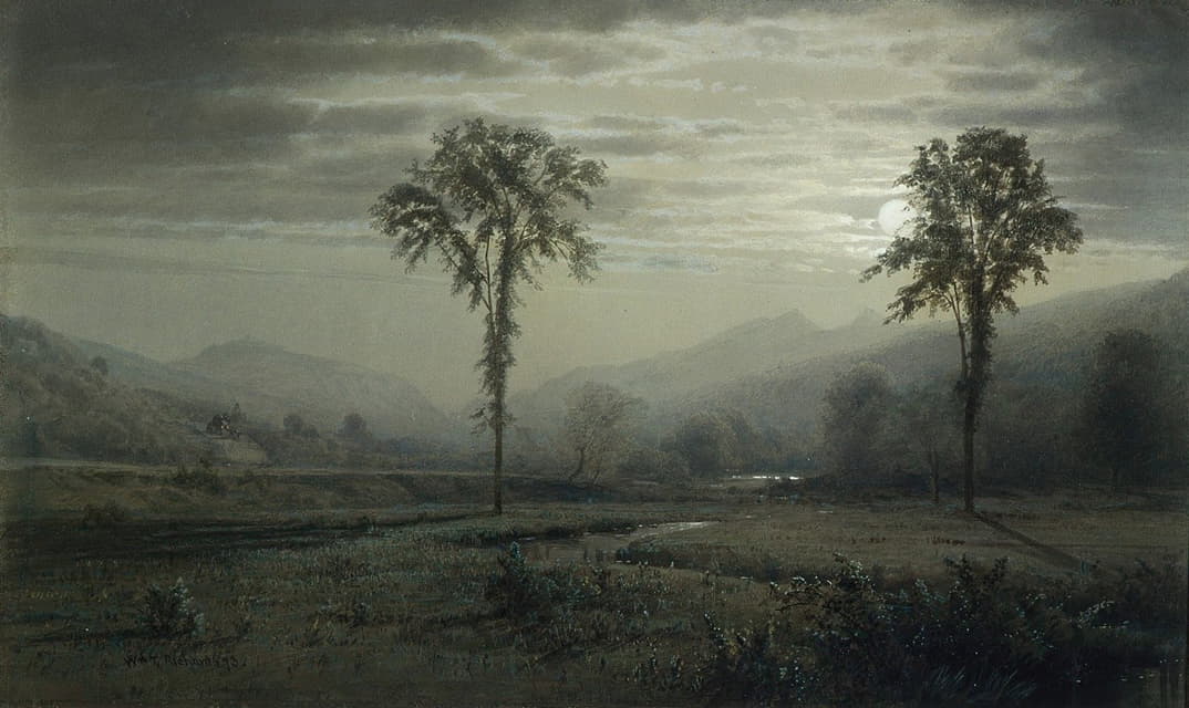 William Trost Richards - Moonlight on Mount Lafayette, New Hampshire
