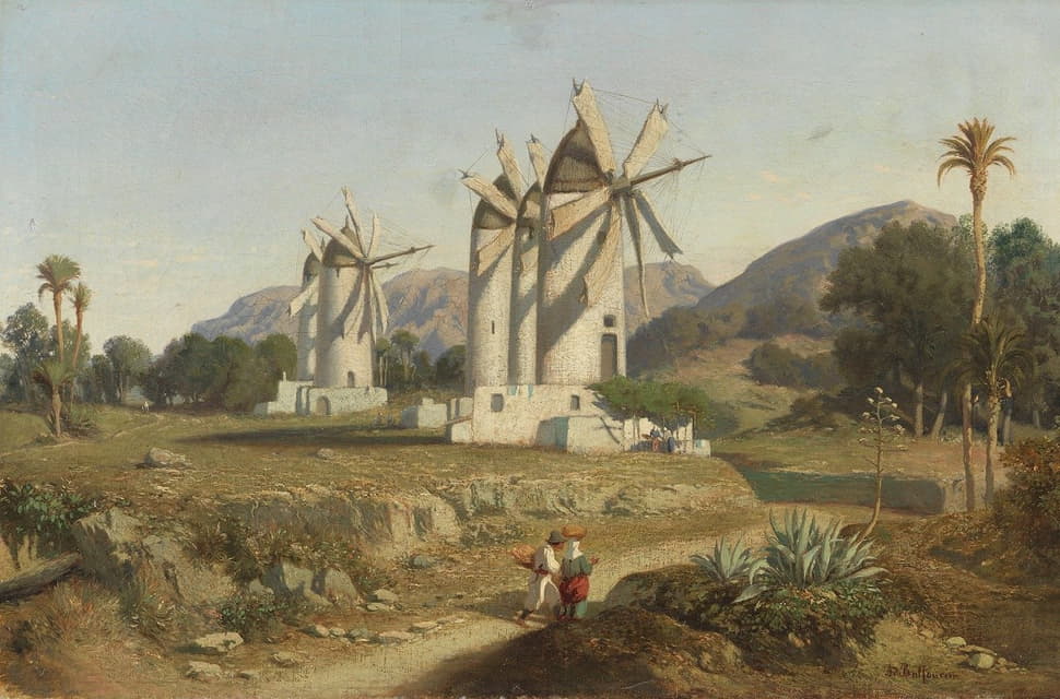 Adolphe-Paul-Emile Balfourier - Windmills in Mallorca