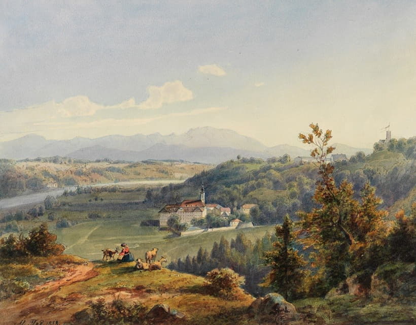 Alois Flad - Ansicht von Kloster Schäftlarn