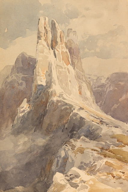 Edward Theodore Compton - Blick auf die Vajolet-Türme in den Dolomiten