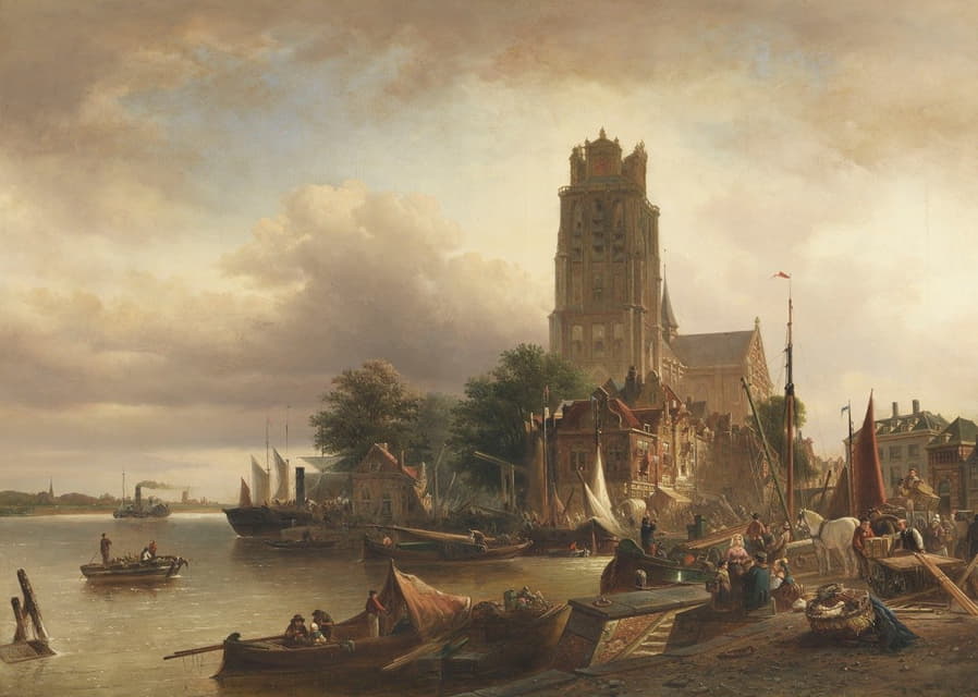 Elias Pieter van Bommel - Ansicht von Dordrecht mit der Grote Kerk