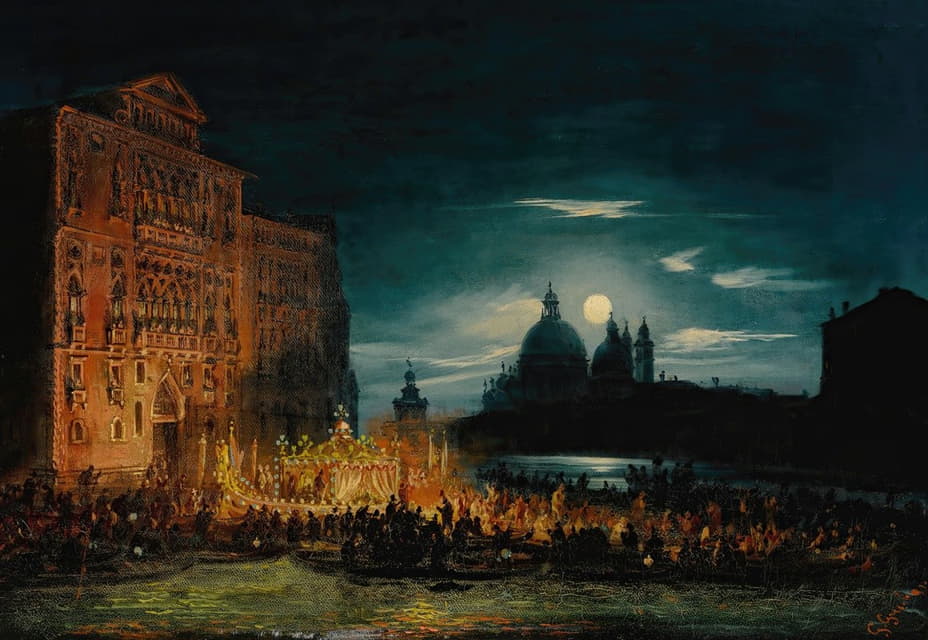 雷登托尔盛宴上的威尼斯夜景