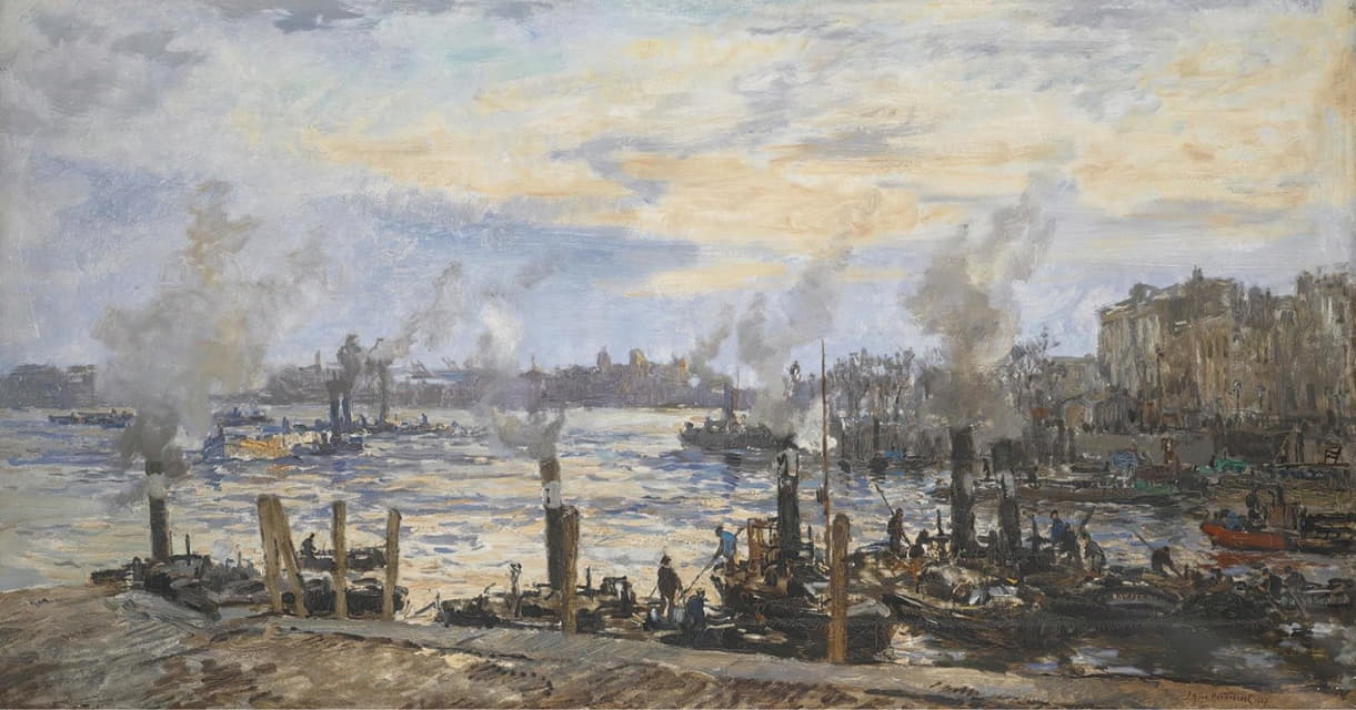 Johan Hendrik Van Mastenbroek - The Leuvehaven, in the Port of Rotterdam