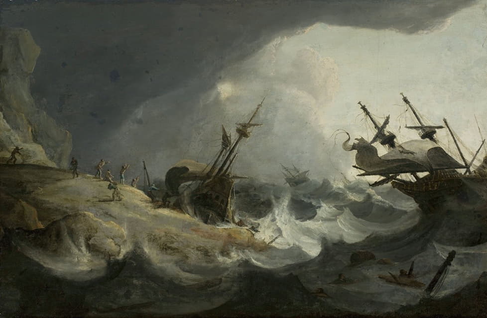 Follower of Ludolf Backhuysen - Shipwreck during the storm on 1–3 March