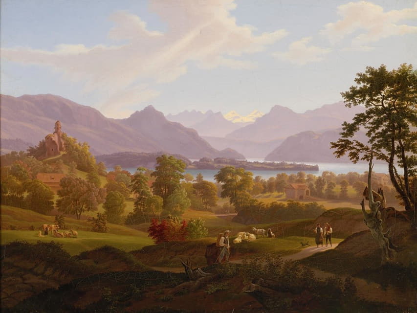 Salomon Brunner - View Of Meggen With The Ruin Of Neu-Habsburg