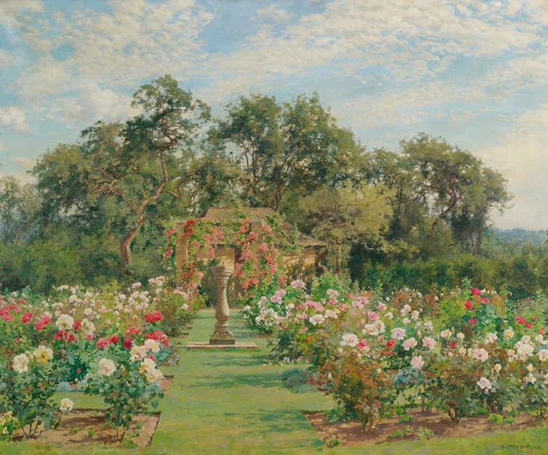 Alfred William Parsons - A Sundial In A Rose Garden