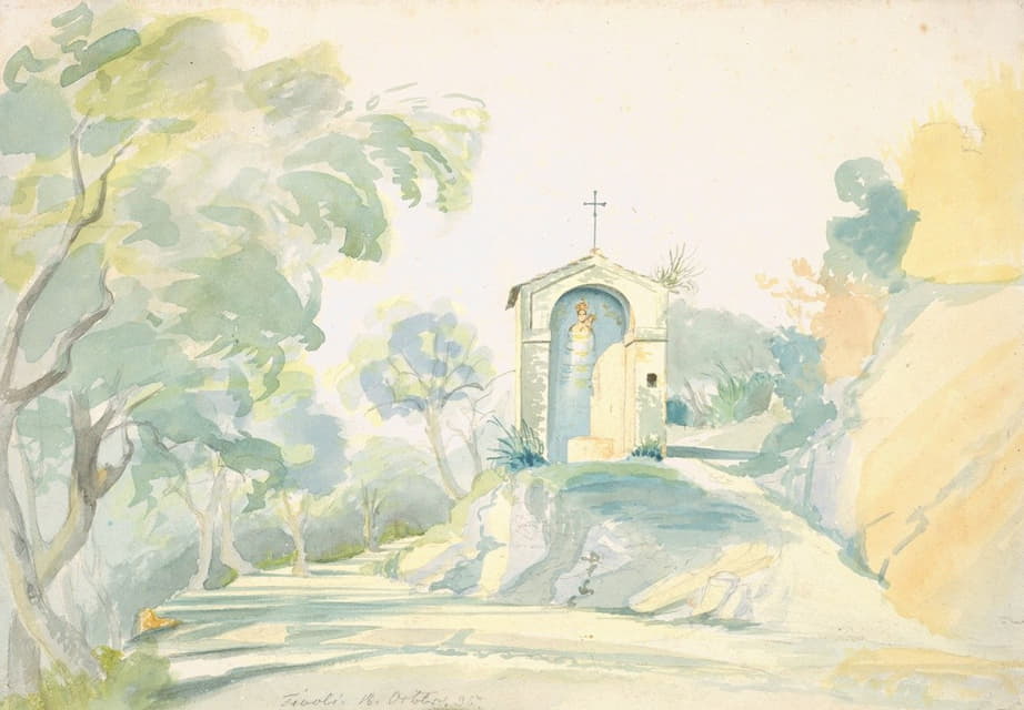 August Georg Friedrich Lucas - A Roadside Chapel near Tivoli