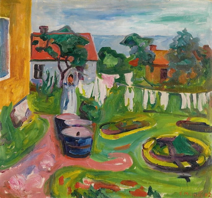 Edvard Munch - Klestørk I Åsgårdstrand (Clothes On A Line In Åsgårdstrand)