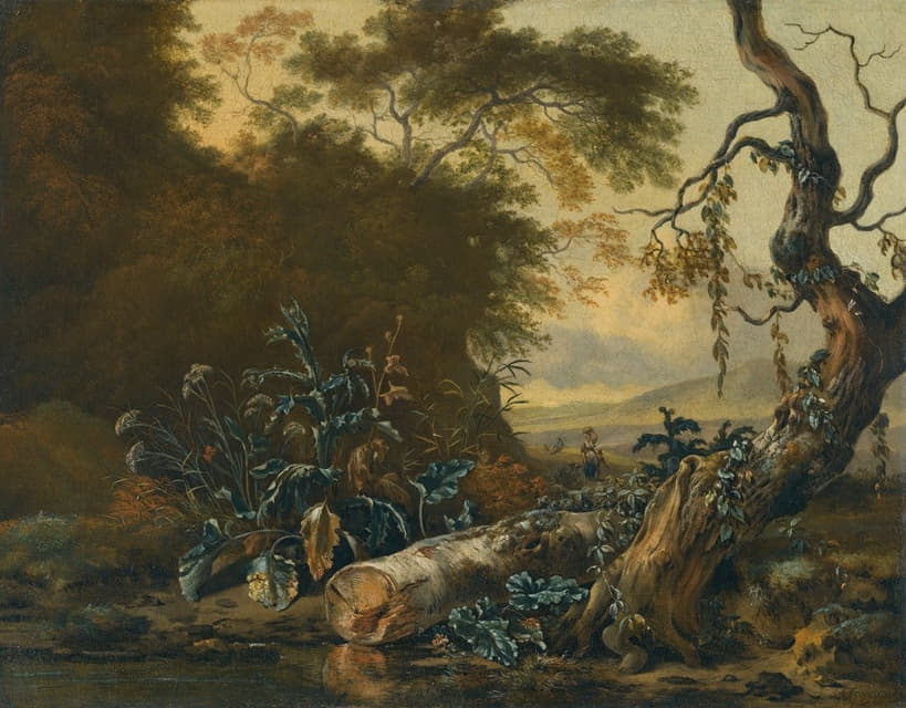 Jan Wijnants - A Landscape With Trees And Foliage Beside The Edge Of A Pond
