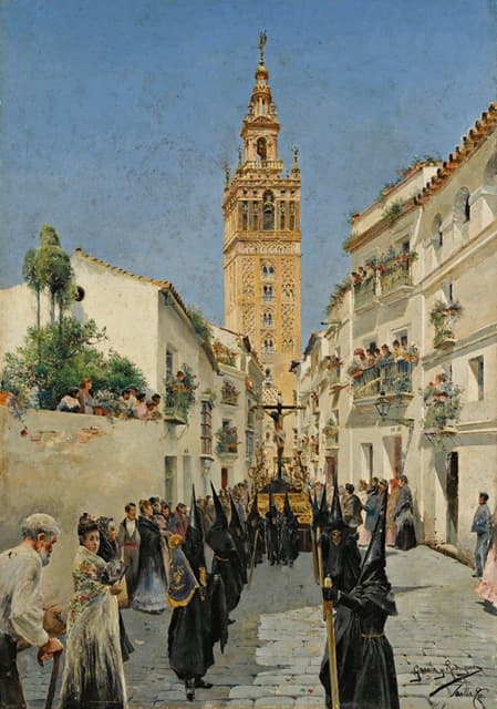 Manuel García y Rodríguez - Easter Procession In Mateos Gago Street, Seville