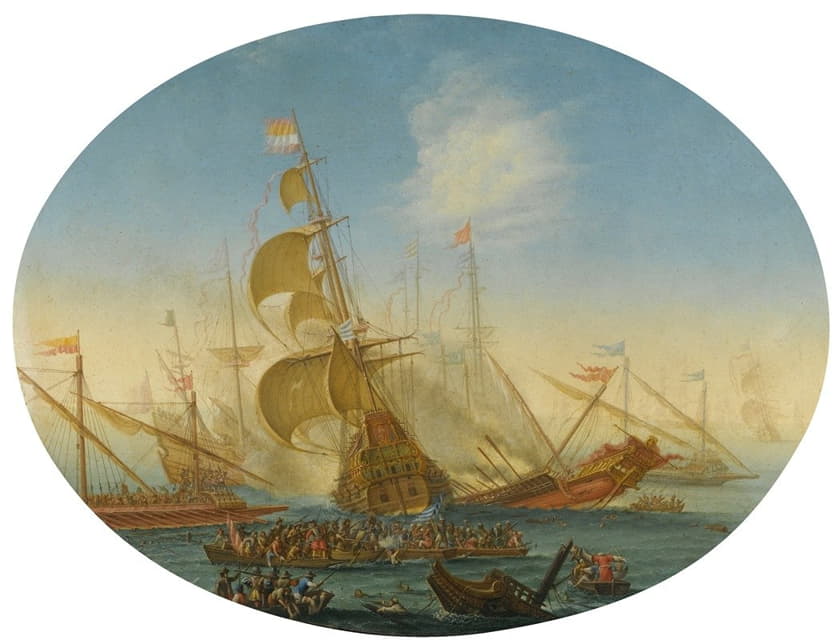 Orazio Grevenbroeck - A Naval Battle Between Turks And Christians