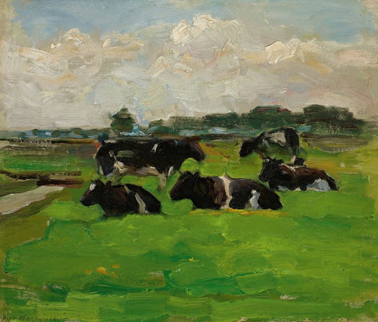 Piet Mondrian - Polder Landscape With Group Of Five Cows