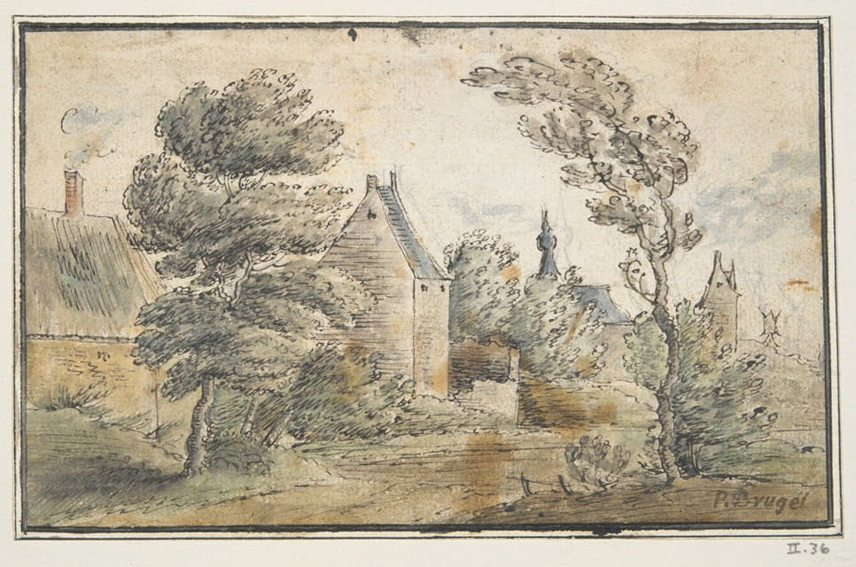 Circle of Gillis Neyts - Trees and Houses with Castle in Distance