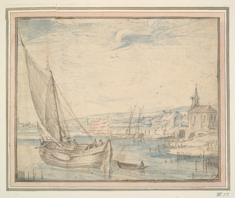 Cornelis Claesz. van Wieringen - Ships Near a Village