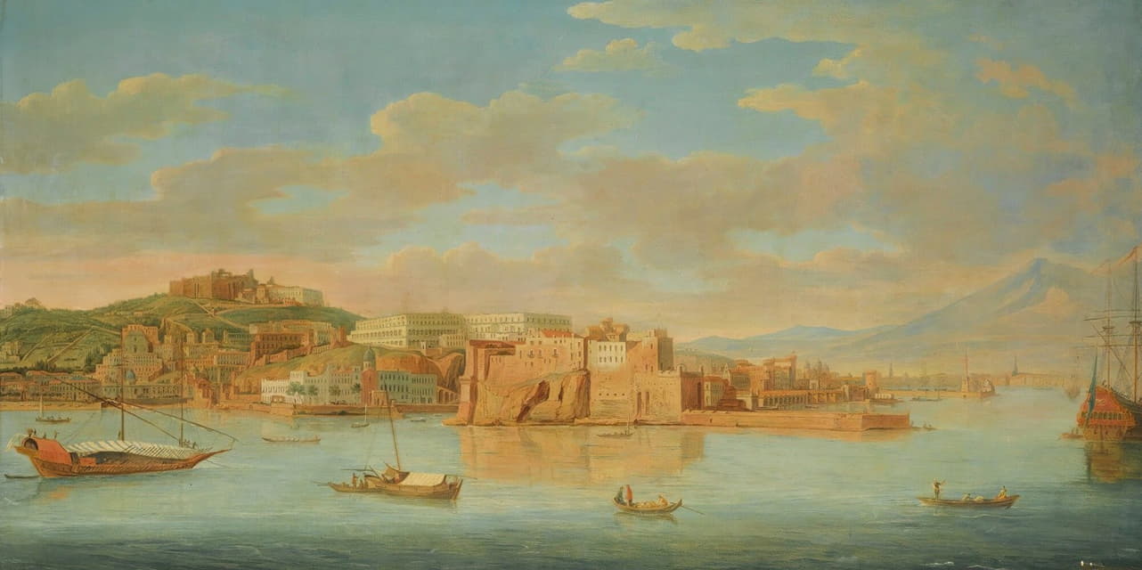Hendrik Frans Van Lint - Naples, A View Of Santa Lucia And The Castel Dell’ovo