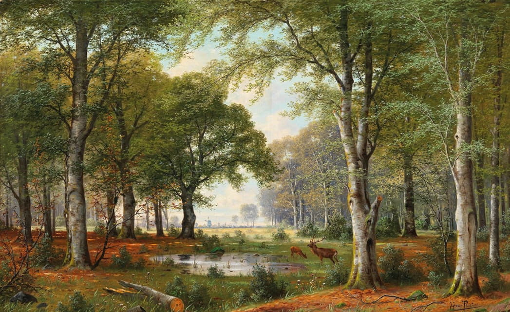 Jacobus Johannes van Poorten - Abendliche Waldlandschaft