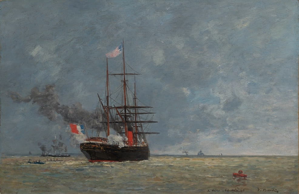 Eugène Boudin - Le Havre, navires en pleine mer