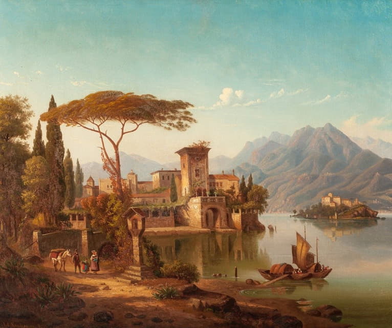 Hermann August Kruger - Northern Italy Landscape (possibly Lake Como)