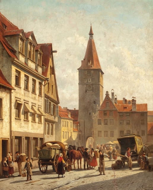 Jacques François Carabain - Market Day, Nuremberg, Germany