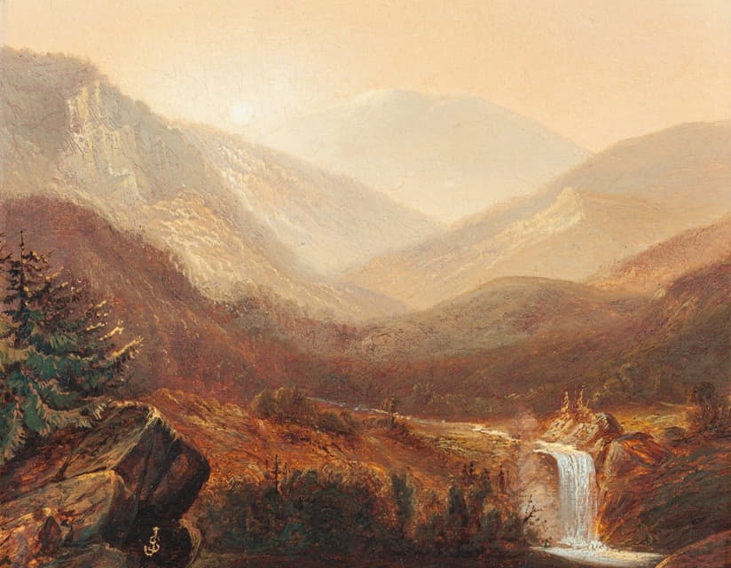James David Smillie - Waterfall and Distant Hills