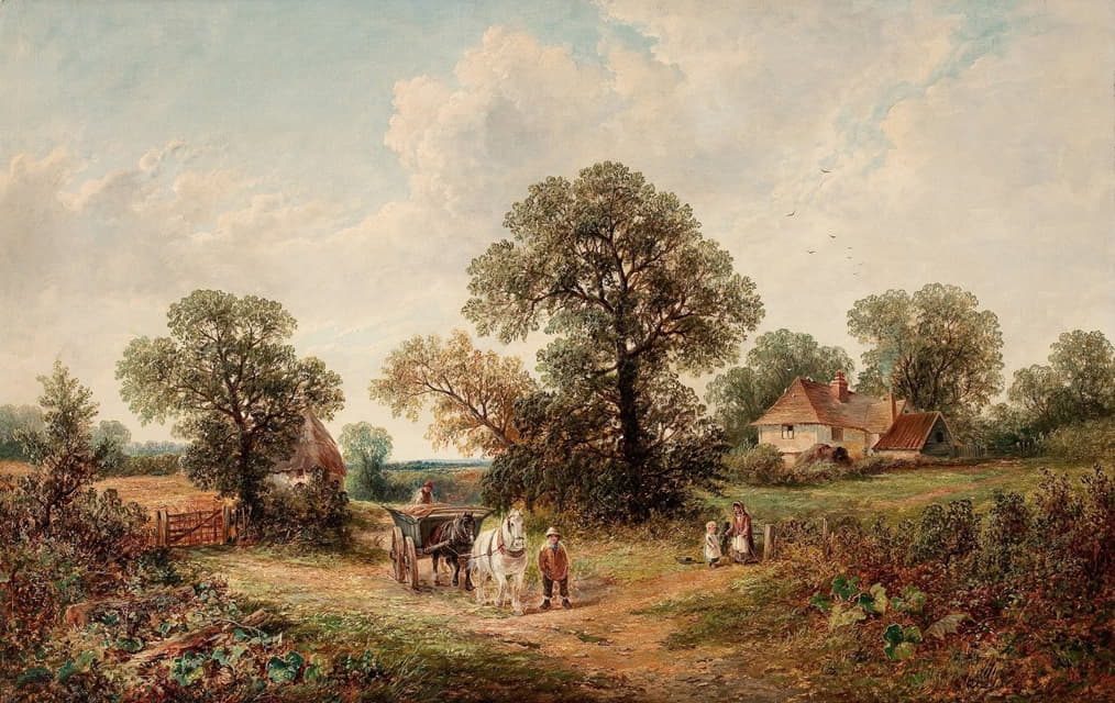 James Edwin Meadows - Sussex Landscape (Rural Scene with Hay Cart)