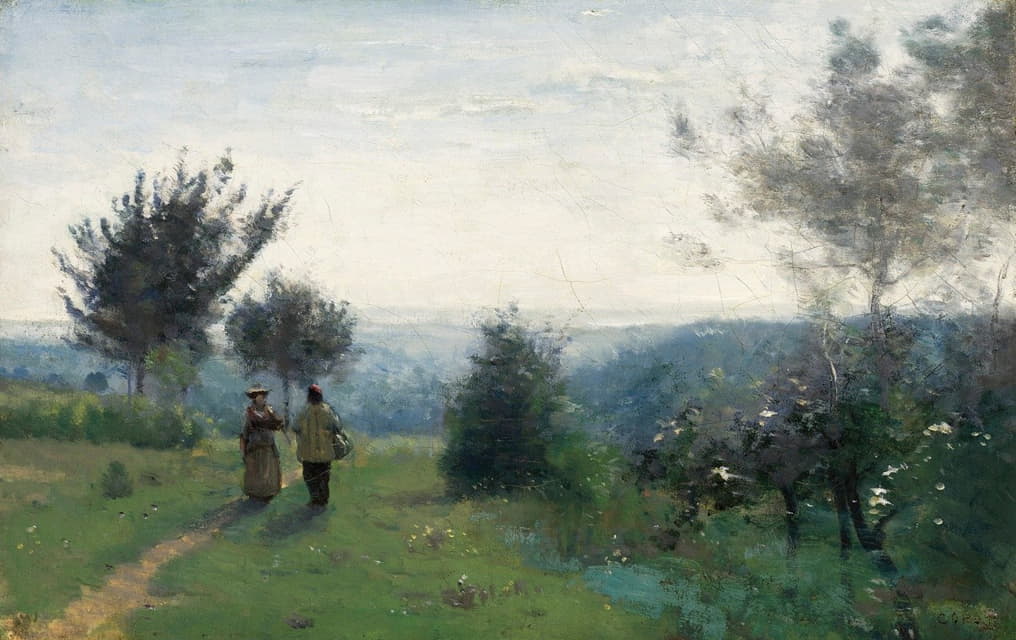 Jean-Baptiste-Camille Corot - La Rencontre matinale sur les hauteurs de Sèvres