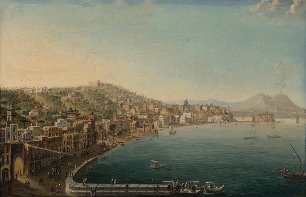 Pietro Antoniani - The Riviera di Chiaia, Naples, from the Convento di Sant Antonio, with Vesuvius beyond