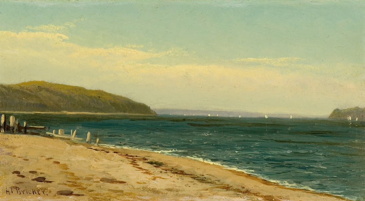 Alfred Thompson Bricher - Beach and Bay with Sailboats