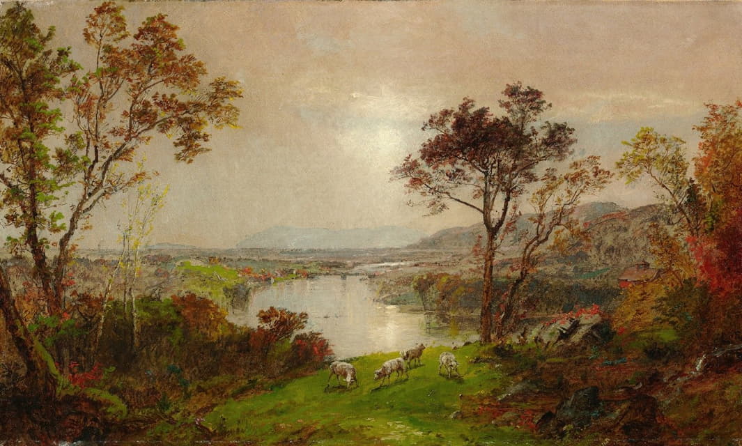 Jasper Francis Cropsey - Wyoming Valley (Probably, Landscape with Sheep)